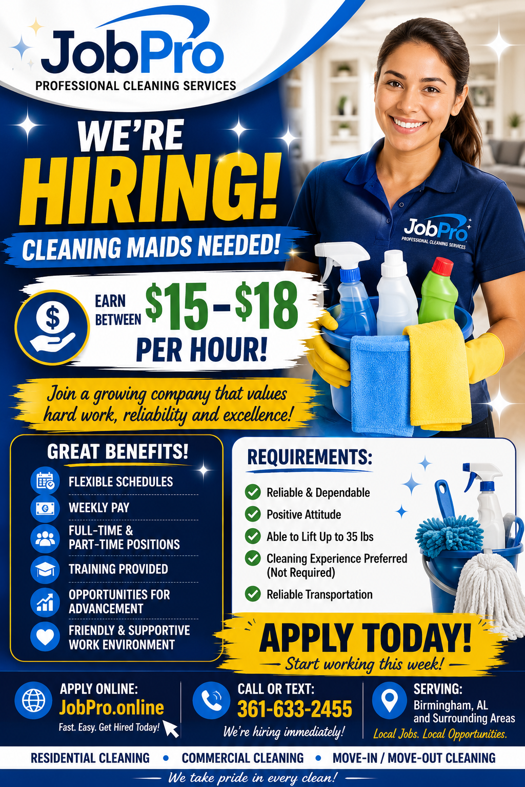 We're Hiring — $15–$18/hr